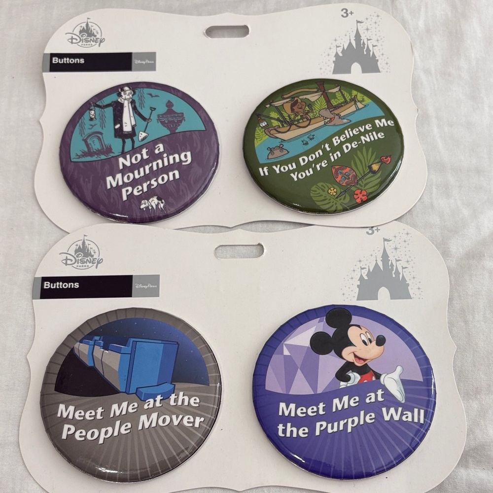 Disney Parks Buttons - Purple Wall Haunted Mansion People Mover Jungle Cruise